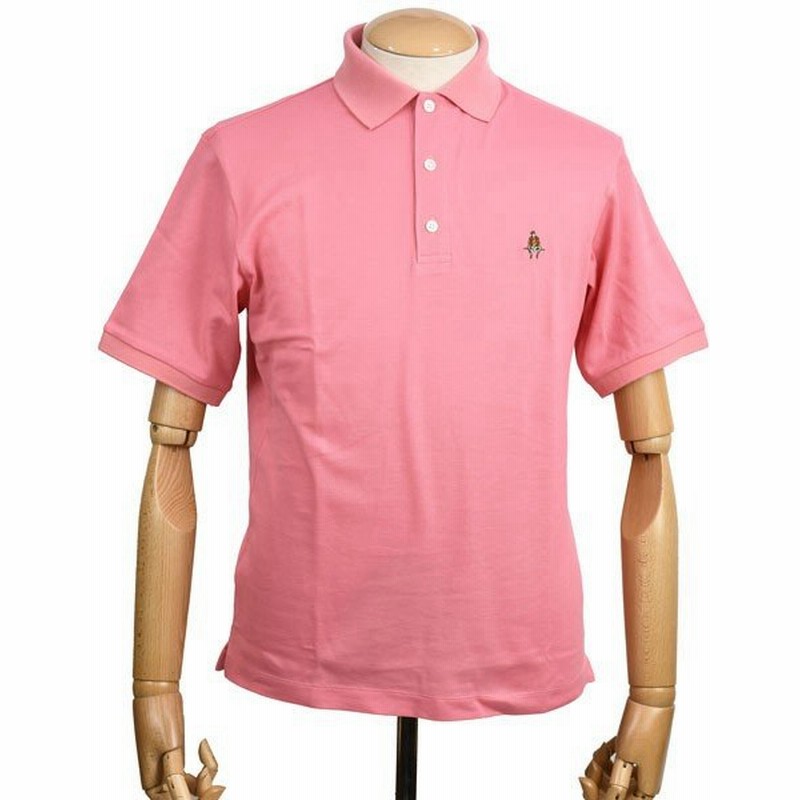 ポール スチュアート メンズ Paul Stuart アイコニック半袖ポロシャツ ピンク コットン鹿の子無地 胸ワンポイント刺繍入り 通販 Lineポイント最大get Lineショッピング