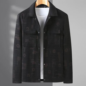 寬松胖子潮流休閑翻領男士夾克