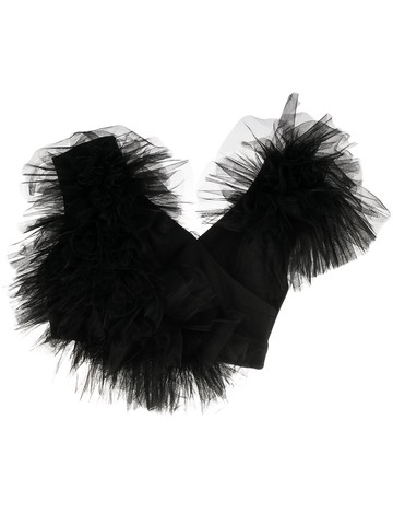 Loulou - mesh cropped top - women - Polyester/Elastane - L - Black