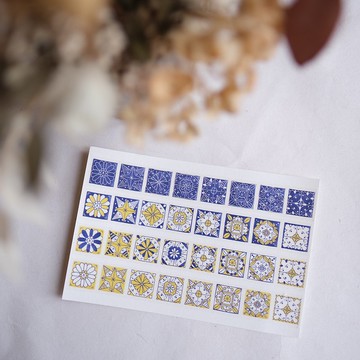 小動物萬花筒II 花磚紙膠帶