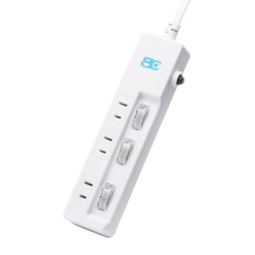 BC 博銓科技 3切3座2孔 180度旋轉插頭安全電源延長線 4.5M/15尺 台灣製造  白色  1條