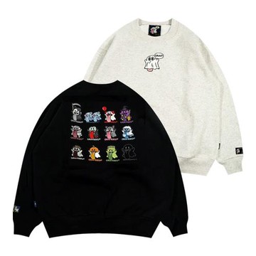 GRAF原創品牌【溫變】驚悚吸血鬼女巫狼人可愛鬼刺繡圓領絨衛衣