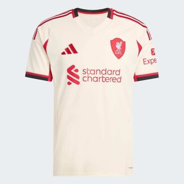 Adidas 愛迪達 Lfc A Jsy JV6487 男 T恤 運動上衣 休閒短袖 米白 利物浦 客場球衣