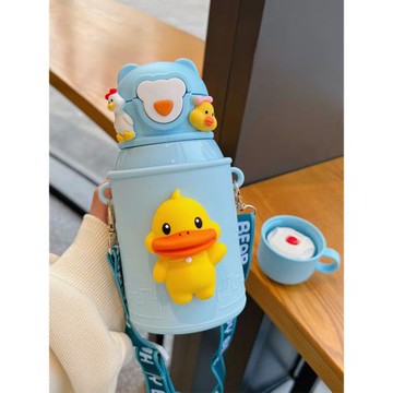 可愛卡通鴨子兒童大容量保溫杯高顏值幼兒316不銹鋼食品級吸管杯