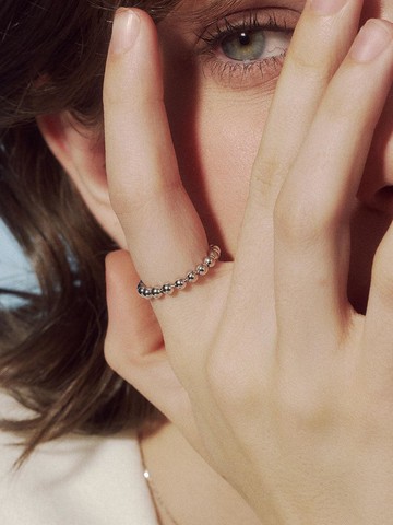 Sterling Silver 925 Lyle Basic Ball Line Ring