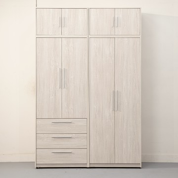 直人木業-LEO北歐風160公分系統衣櫃組(80公分三抽/雙吊)