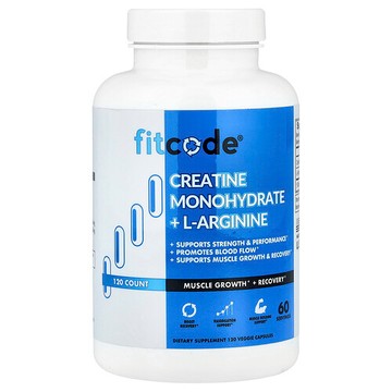 fitcode, 一水肌酸 + L-精氨酸，120 粒素食膠囊