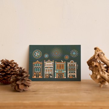 【印花樂】印花樂明信片/大稻埕/深藍綠