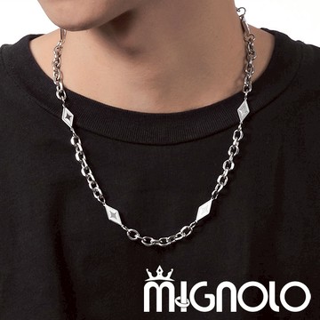 MIGNOLO💫菱形拼接項鍊 多巴胺 鈦鋼項鍊 百搭 項鍊 粗項鍊  嘻哈項鍊 316L醫療鋼
