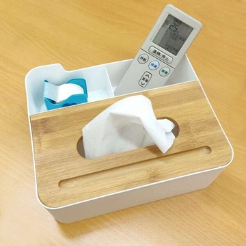 木蓋雙格置物面紙盒 遙控器整理盒 木質面紙盒 質感收納盒 木蓋紙巾盒