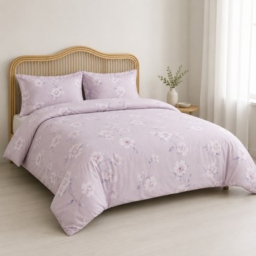 AGAPE 雅家倍 MIT法式天絲 寢具4件組  紫苑柔夢  兩用被 + 床包 + 枕套 2個  雙人(180 x 210cm)