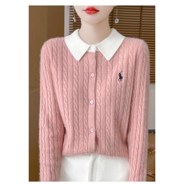 【買一送三】新款100純羊毛麻花襯衣開衫女寬松針織