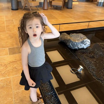 Mini baby🌷女童夏季純色百搭簡約掛脖上衣女寶寶背心吊帶t