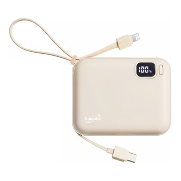 E-books B100 自帶雙線數顯四輸出20W快充版行動電源 10000mAh 台灣製造  E-PCB271  奶茶色