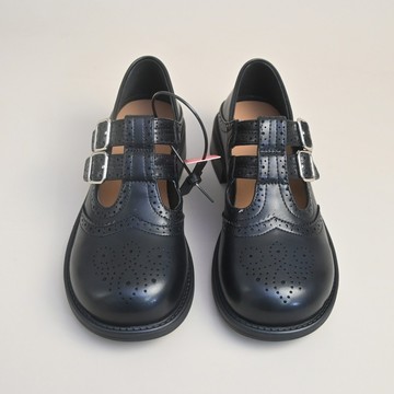 復古布洛克雕花雙扣瑪麗珍小皮鞋093260