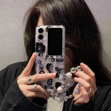 ins歐美頭像適用OPPOFindN3Flip手機殼折疊屏N2Flip防摔殼FindN2Flip透明保護套n2flip全包鉸鏈個性女款翻蓋