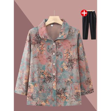 中老年人春夏女奶奶襯衫60歲70老太太衣服夏裝薄款上衣媽媽裝襯衣