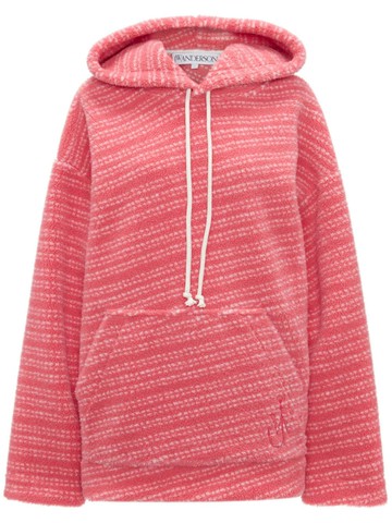 JW Anderson - embroidered-logo striped hoodie - unisex - Polyamide/Wool/Polyethylene - XL - Pink