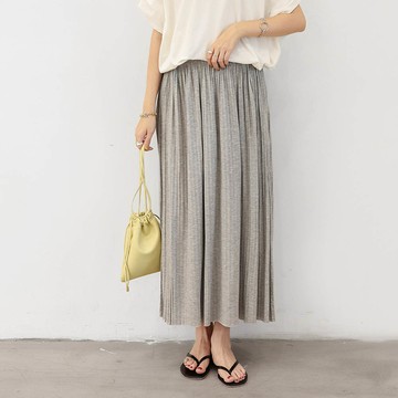 Yukié - 莫代爾舒適修身百摺長裙-淺灰色 (F)