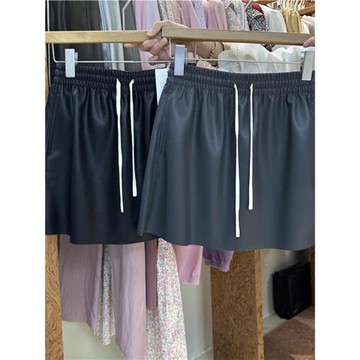 海寧真皮a字半身裙短裙子寬松高腰顯瘦皮裙女秋冬綿羊皮橡皮筋腰