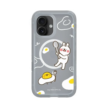 iPhone 16 AirX 流變灰 - 懶散兔與啾先生 Lazy Rabbit and Mr.Chu - 荷包蛋