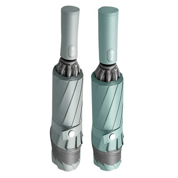 十骨防風 自動摺疊反向傘 2支 Set 增亮型反光條 握把與傘面同色設計 鋁合金傘架 重量輕 輕便易攜  銀河灰 + 清新綠