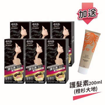 【樹飛雪】六入組 髮學院染髮劑 環保簡易包(灰白髮專用 寶石黑) 加送贈品 護髮素150ml (橙杉大地)