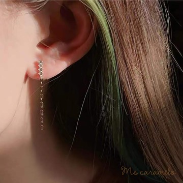 【焦糖小姐 Ms caramelo】925純銀鍍 流蘇耳環 鋯石耳環