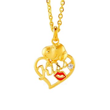 史努比SNOOPY-蜜心之吻-黃金墜子