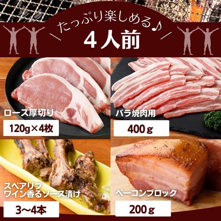 焼肉 豚肉 和 豚 もちぶた BBQ 4人前 ロース厚切り 120g×4枚 バラ焼肉用 400g バラベーコン 骨 付き 豚肉 美味しい 豚肉 国産 豚肉 冷凍 焼肉 豚肉 冷凍 新潟県