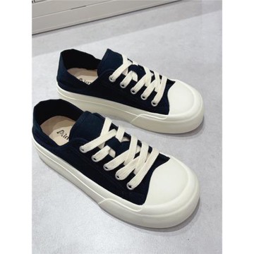 艾模兒701-12平底帆布鞋女2024夏季新款圓頭踩跟舒適洋氣百搭板鞋