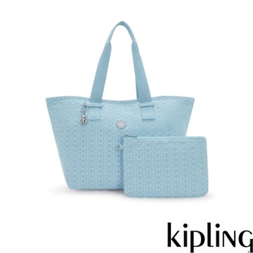 Kipling 牛仔藍提花附小包收納托特包-RAAJA
