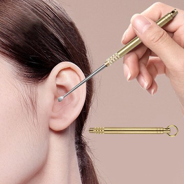 鈦合金黃銅耳勺 挖耳神器 密封藥粉瓶 掏耳器 掏耳棒 挖耳棒 黏耳棒 隨身耳勺 挖耳朵【FF123】99750走走去旅行