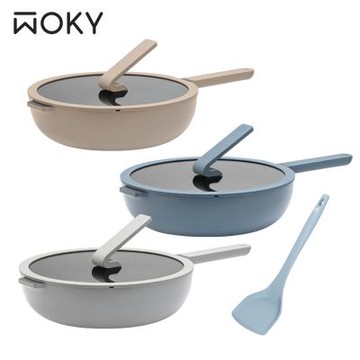 【WOKY 沃廚】Ticera系列哈哈鍋2.0 不沾深煎鍋28CM (附贈矽膠鍋鏟)