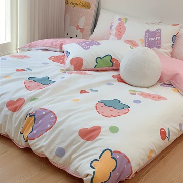 全棉四件套夏季家用卡通床單床笠被套兒童三件套純棉100床上用品