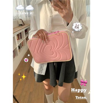 可愛心跳刺繡表帶收納包iwatch表帶表殼數據線整理歸納尼龍手拿包