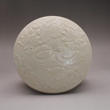 宋定窯 白釉刻花印泥盒 手工印盒 古董古玩仿古陶瓷器收藏 羽墨軒