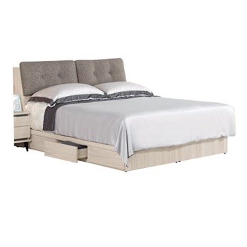 文創集 納莉卡6尺雙人加大亞麻布可收納三抽床台組合(床頭箱＋三抽床底＋不含床墊)-182x212x99cm免組