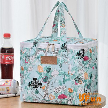 【iSFun】繽紛印花＊大容量方型手提保冷保溫便當包/花色可選