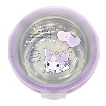 LiLFANT 酷洛米 樂扣圓餐盒 304不鏽鋼 PP矽膠 300ml  酷洛米 紫色 + 透明 + 銀色  1個