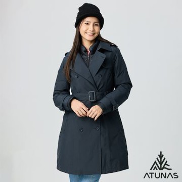 【ATUNAS 歐都納】女款GORE-TEX 2L+羽絨2IN1大衣外套A1GT2508W藍黑/防水/防風/透氣/都會休閒
