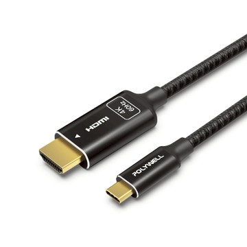POLYWELL Type-C轉HDMI 4K 影音傳輸線 1米~3米 轉接線 鋁合金 帶編織 電視線