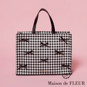 Maison de FLEUR 皮質蝴蝶結綴飾方形手提/肩背包(08000229900)