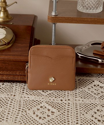 奶油寶石ㄇ型拉鍊薄型卡片零錢包-楓糖布蕾-奶油寶石系列(BB96486-69)