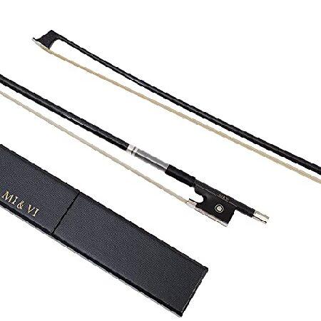 MI＆VI NEW Professional Carbon Fiber Weave Violin Bow (Full Size 4) with FREE Bow Case| Ebony Frog |Silver Winding Mount |Well Balanced|Perfect