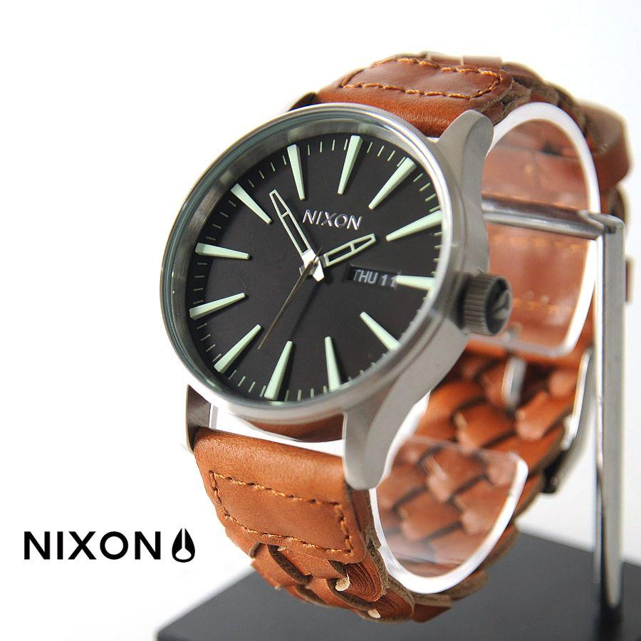 NIXON ニクソン メンズ セントリー レザー オールブラック 腕時計