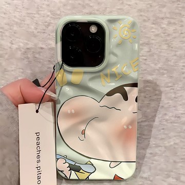 嘟嘴可愛小新 適用蘋果17Promax手機殼iPhone16Plus軟殼15隕石紋理14大孔13波浪紋12趣味11保護殼