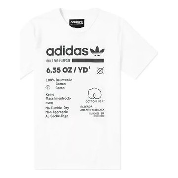 adidas originals Alphabet Printing Round Neck Short Sleeve White