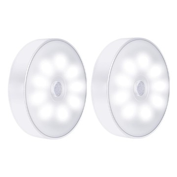 AHOYE 充電圓形感應燈/小夜燈/led感應燈2件組 6000K  1組  白光