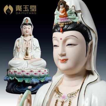 【感恩結緣優惠】水蓮觀音菩薩彩繪佛像家用供奉觀世音菩薩坐像